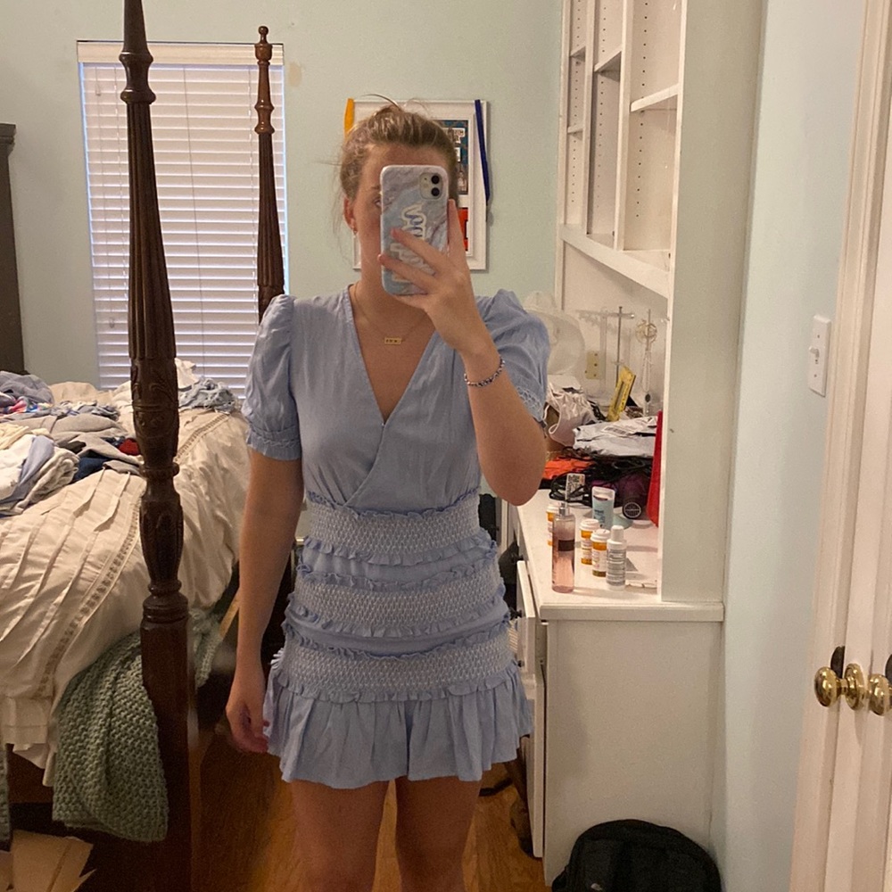 Puff sleeve smocked dress
